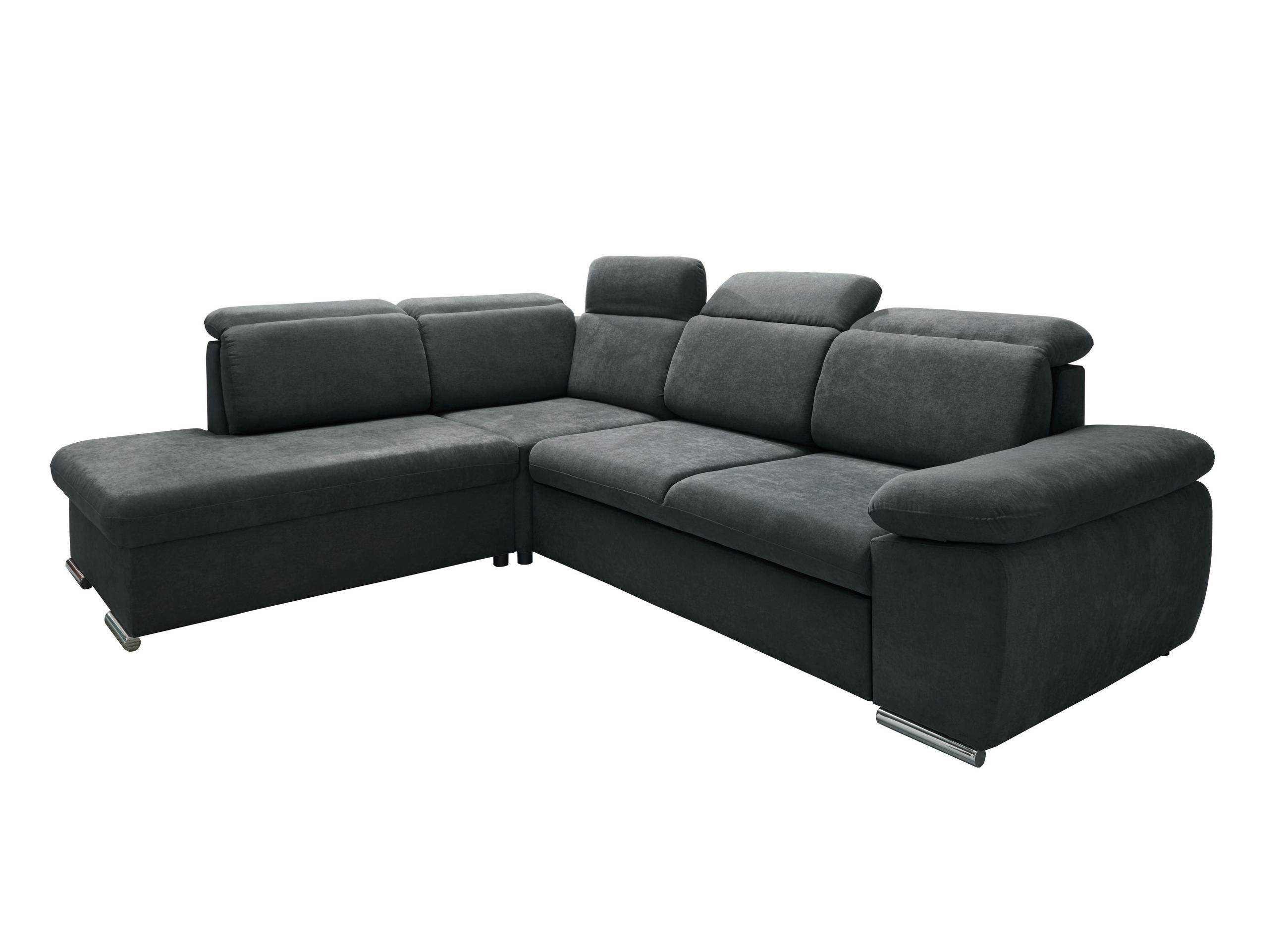 ECKSOFA Anthrazit Mikrofaser - Chromfarben/Anthrazit, Design, Textil/Metall (228/283cm) - Livetastic