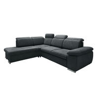 ECKSOFA in Mikrofaser Anthrazit  - Chromfarben/Anthrazit, Design, Textil/Metall (228/283cm) - Livetastic