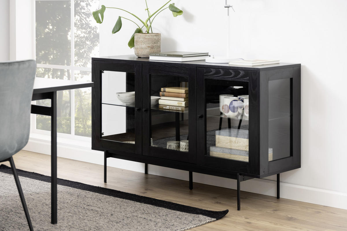 SIDEBOARD  in 140/82/40 cm  - Klar/Schwarz, KONVENTIONELL, Glas/Holzwerkstoff (140/82/40cm) - MID.YOU