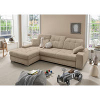 ECKSOFA Chenille Hellbraun  - Chromfarben/Hellbraun, Konventionell, Textil/Metall (186/283cm) - Livetastic