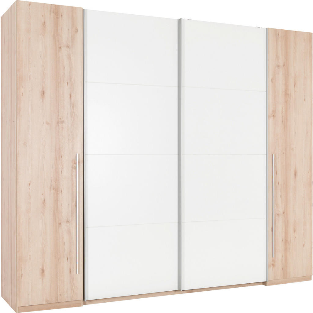Ti′me ŠATNÍ SKŘÍŇ, bílá, barvy buku, 270/225/61 cm - bílá,barvy buku - kompozitní dřevo