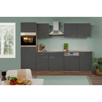 KÜCHENBLOCK Eiche York Küchenblock 280 cm  in Grau, Eichefarben  - Edelstahlfarben/Eichefarben, Design, Holzwerkstoff/Metall (280cm) - Respekta