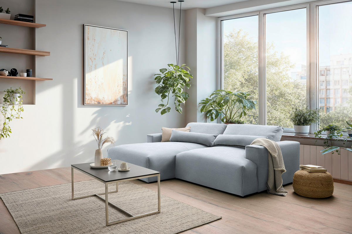 ECKSOFA Struktur Silberfarben  - Silberfarben/Schwarz, Design, Kunststoff/Textil (187/267cm) - Stylife