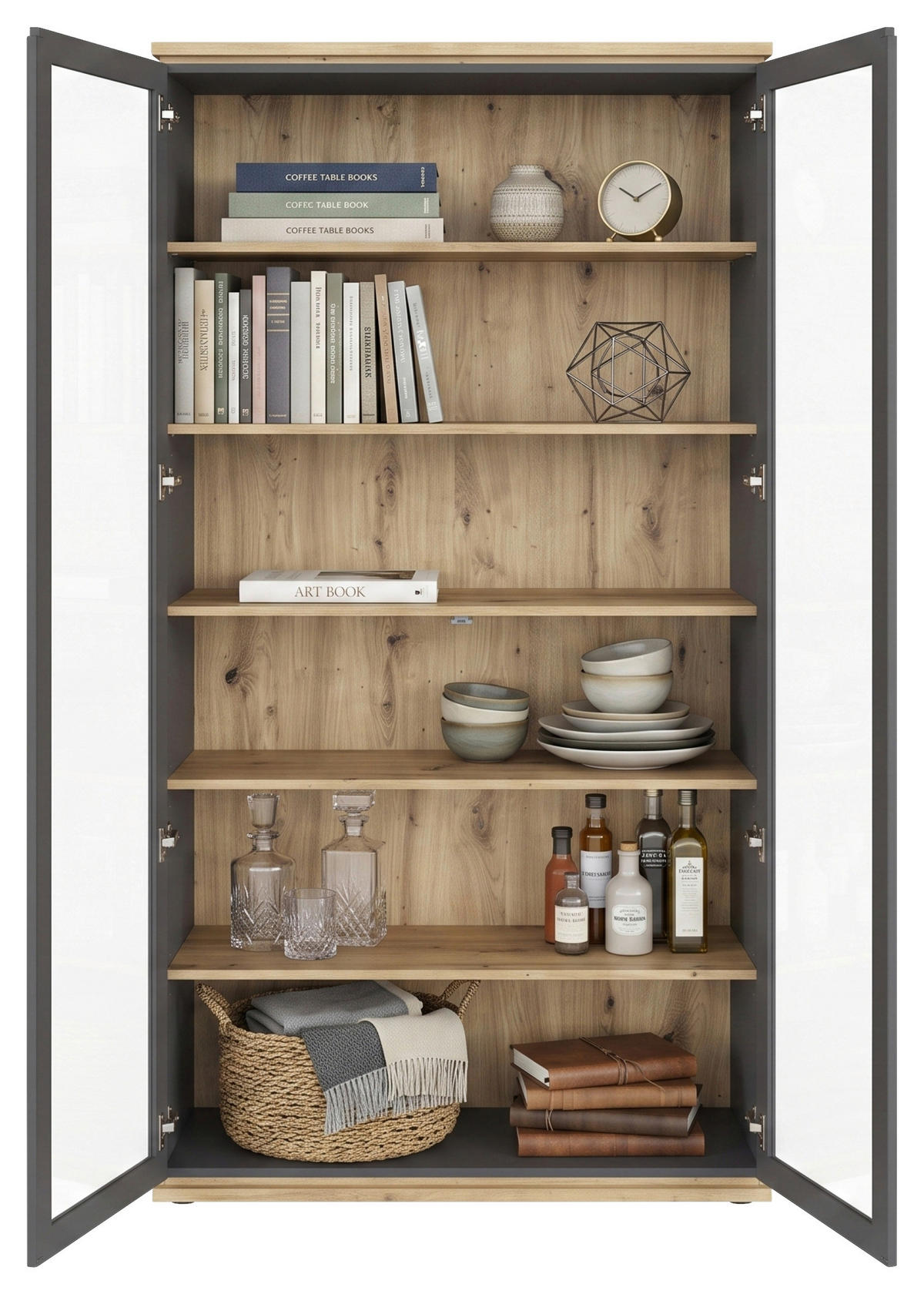 VITRINE  in Anthrazit, Eiche Artisan  - Anthrazit/Eiche Artisan, KONVENTIONELL, Holzwerkstoff (94/201/38cm) - Xora