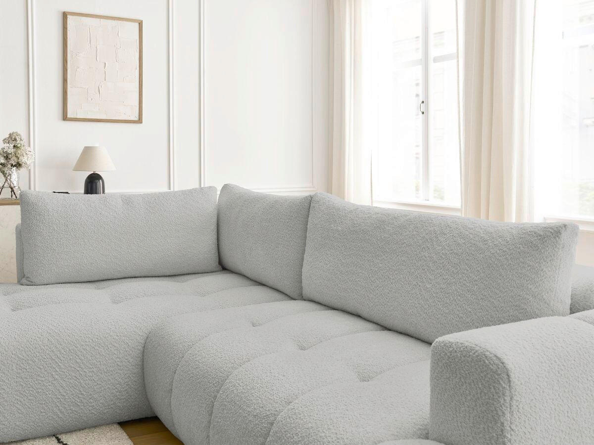 ECKSCHLAFSOFA FUJI Bouclé Hellgrau  inkl.  - Hellgrau/Schwarz, MODERN, Kunststoff/Textil (204/282cm)
