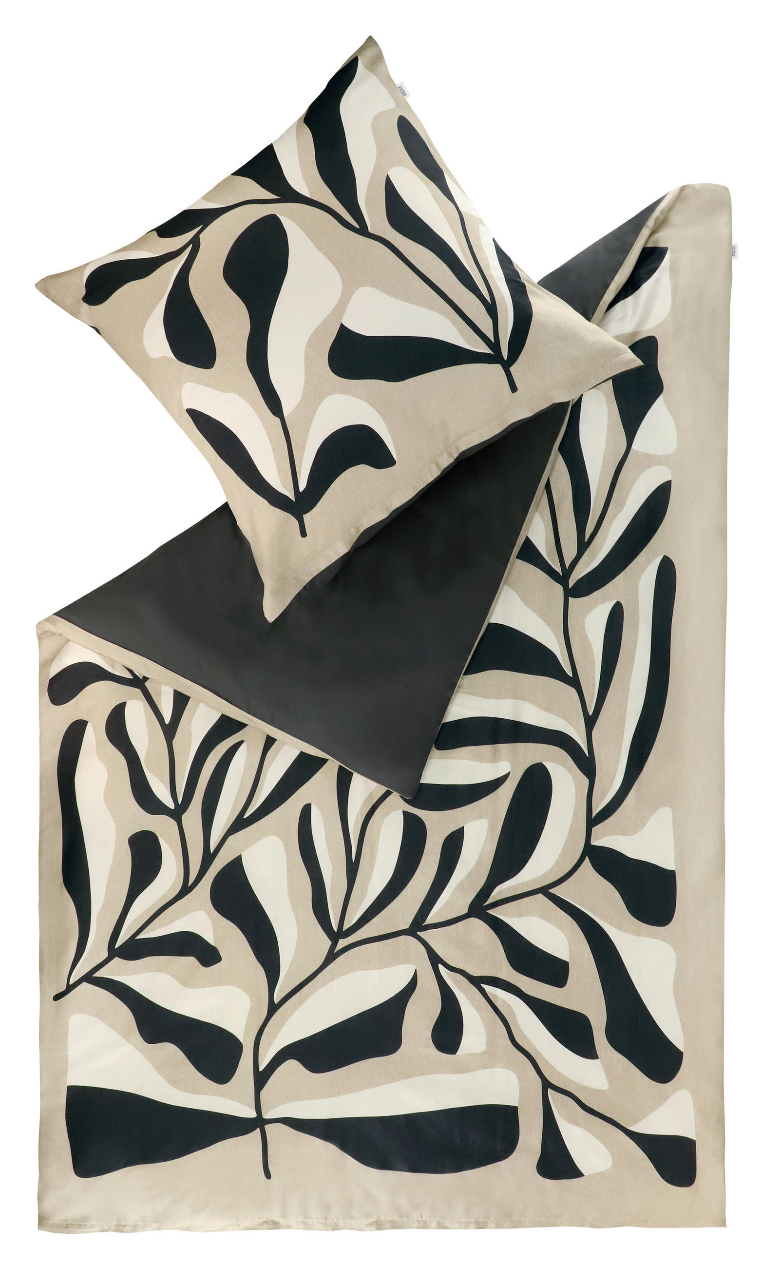 WENDEBETTWÄSCHE SW-Plant anthrazit Satin 135/200 cm  - Anthrazit/Beige, Design, Textil (135/200cm) - Schöner Wohnen