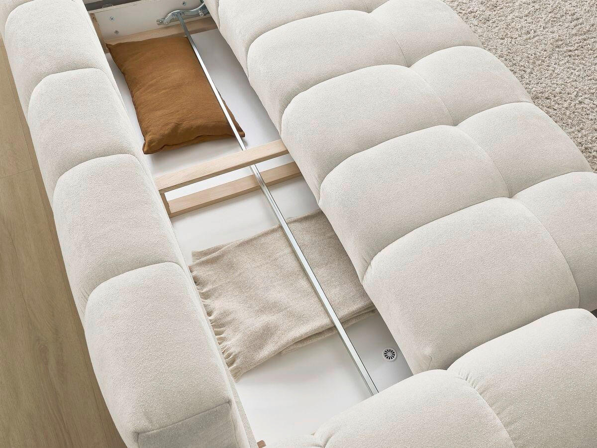 SCHLAFSOFA EVEREST  mit Rücken echt, Armteil links, Armteil rechts Struktur Beige  - Beige/Schwarz, MODERN, Kunststoff/Textil (278/90/115cm)