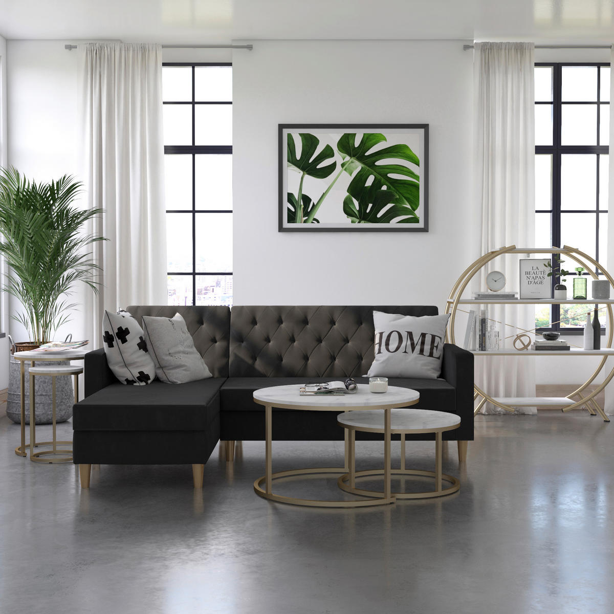 SATZTISCH in Metall, Holzwerkstoff 80/80/45 cm  - Goldfarben/Weiß, Design, Holzwerkstoff/Metall (80/80/45cm) - MID.YOU