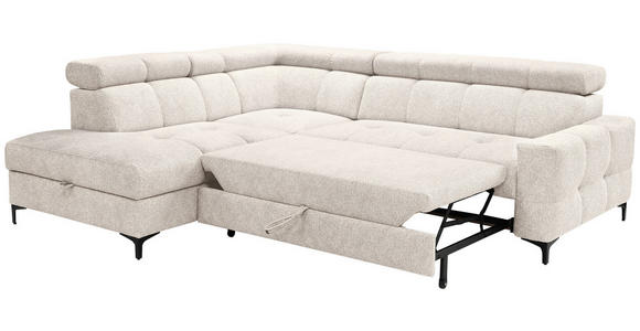 ECKSOFA in Struktur Creme  - Creme/Schwarz, MODERN, Textil/Metall (212/254cm) - Carryhome