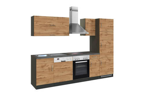 KÜCHENBLOCK in Eichefarben - Eichefarben/Anthrazit, MODERN (270/200/60cm) - Held