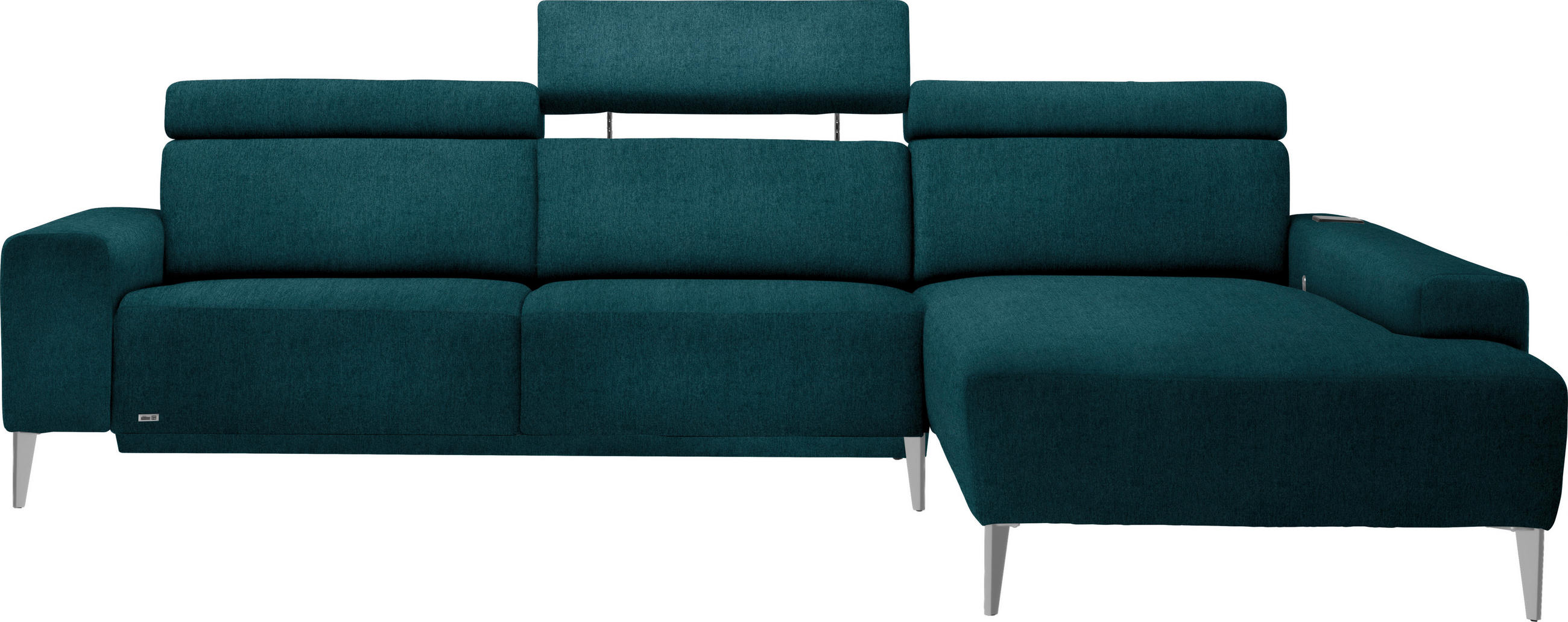 ECKSOFA in Chenille Petrol  288/205 cm  - Petrol/Alufarben, Design, Textil (288/205cm) - Sedda