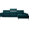 ECKSOFA Petrol Chenille  - Petrol/Alufarben, Design, Textil (288/205cm) - Sedda