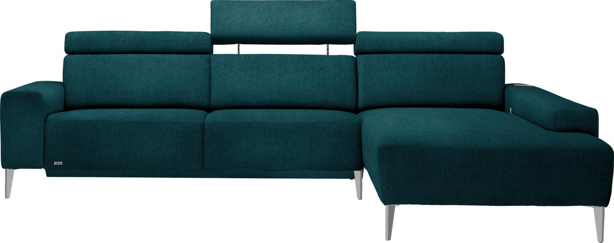 ECKSOFA  in Chenille Petrol  288/205 cm  - Petrol/Alufarben, Design, Textil (288/205cm) - Sedda