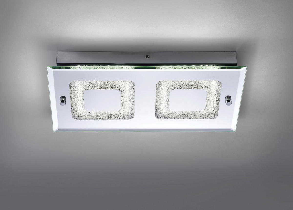 LED-DECKENLEUCHTE 40/7,5/24 cm   - Chromfarben, KONVENTIONELL, Glas/Metall (40/7,5/24cm)