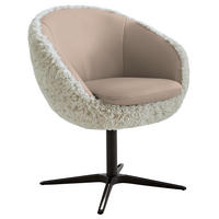 ARMLEHNSTUHL  Beinauswahl, Lederauswahl, Stoffauswahl, Sitzfläche 360° drehbar Hochflor Kombination Echtleder/Stoff  - Beige/Schwarz, Design, Leder/Textil (65/81/61cm) - Koinor
