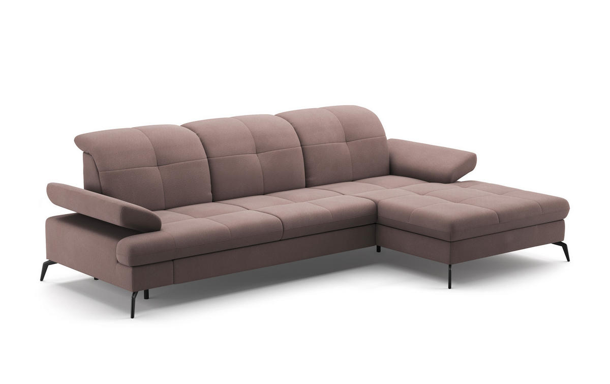 CANAPÉ D'ANGLE in Flachgewebe Taupe  - Taupe/Schwarz, Konventionell, Textil/Metall (279/185cm) - Sit & More