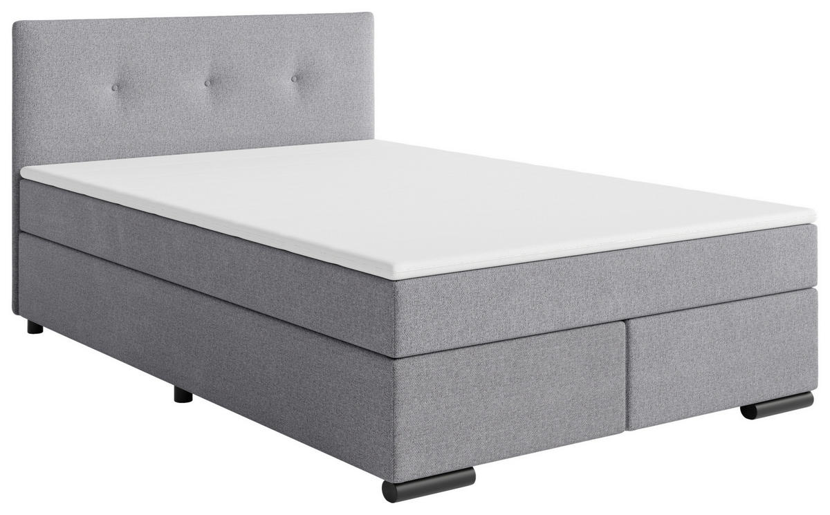 BOXSPRINGBETT 120/200 cm  in Hellgrau  - Hellgrau/Schwarz, MODERN, Karton/Holz (120/200cm) - MID.YOU