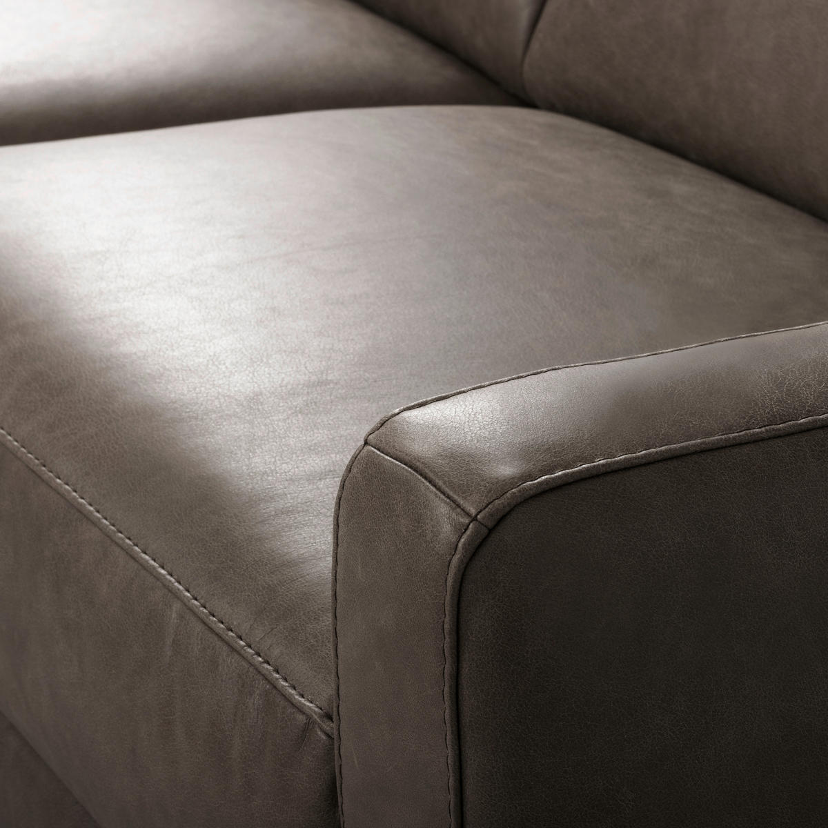 3,5-SITZER SPRING Echtleder Fango  - Fango/Schwarzchrom, Design, Leder/Metall (207/85/92cm) - Livetastic