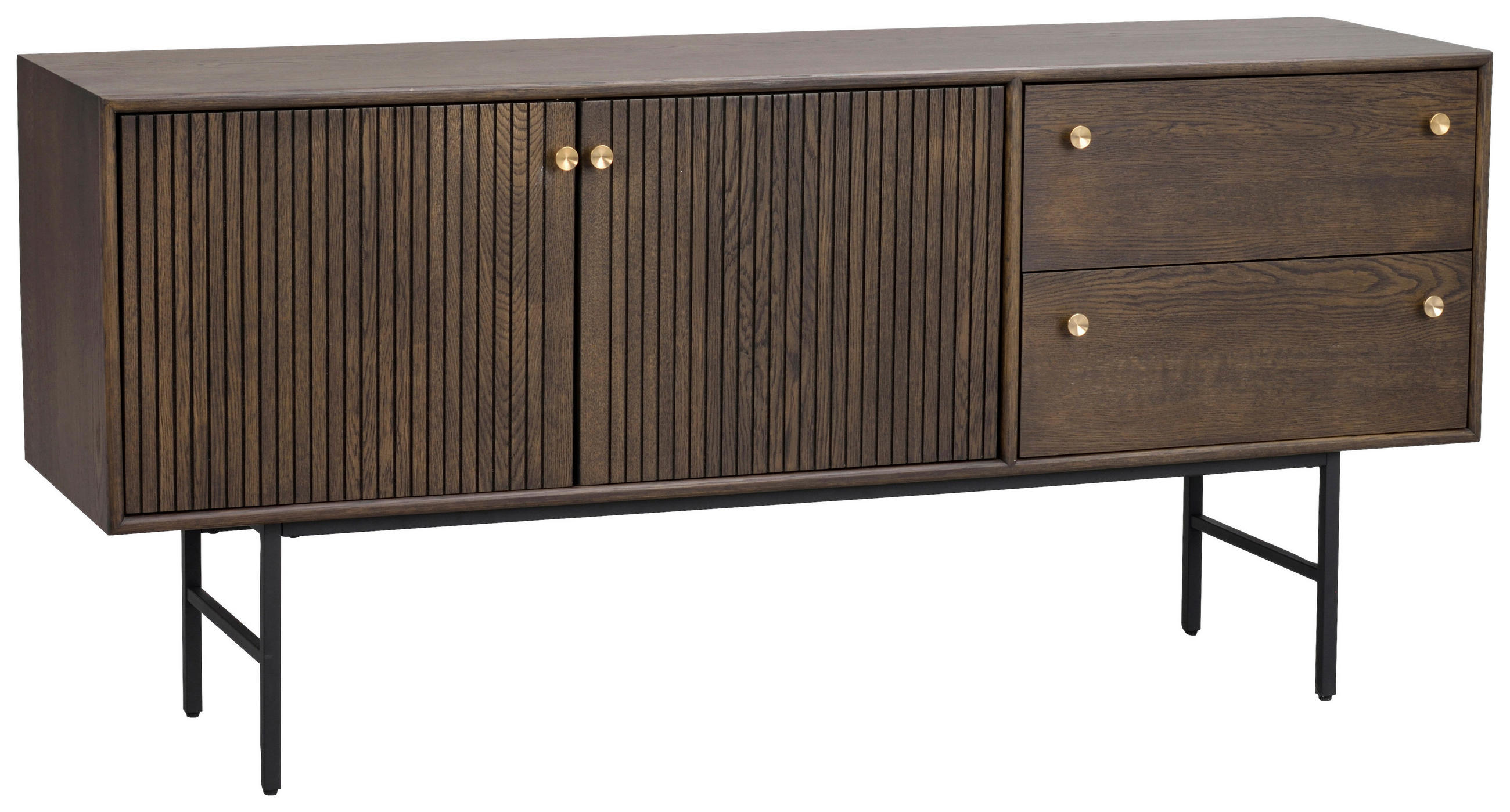 SIDEBOARD 160/75/42 cm  - svart/mörkbrun, Design, metall/trä (160/75/42cm) - Rowico