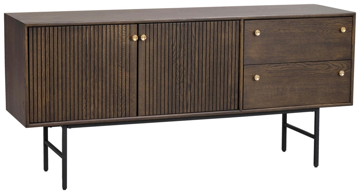 SIDEBOARD 160/75/42 cm  - svart/mörkbrun, Design, metall/trä (160/75/42cm) - Rowico