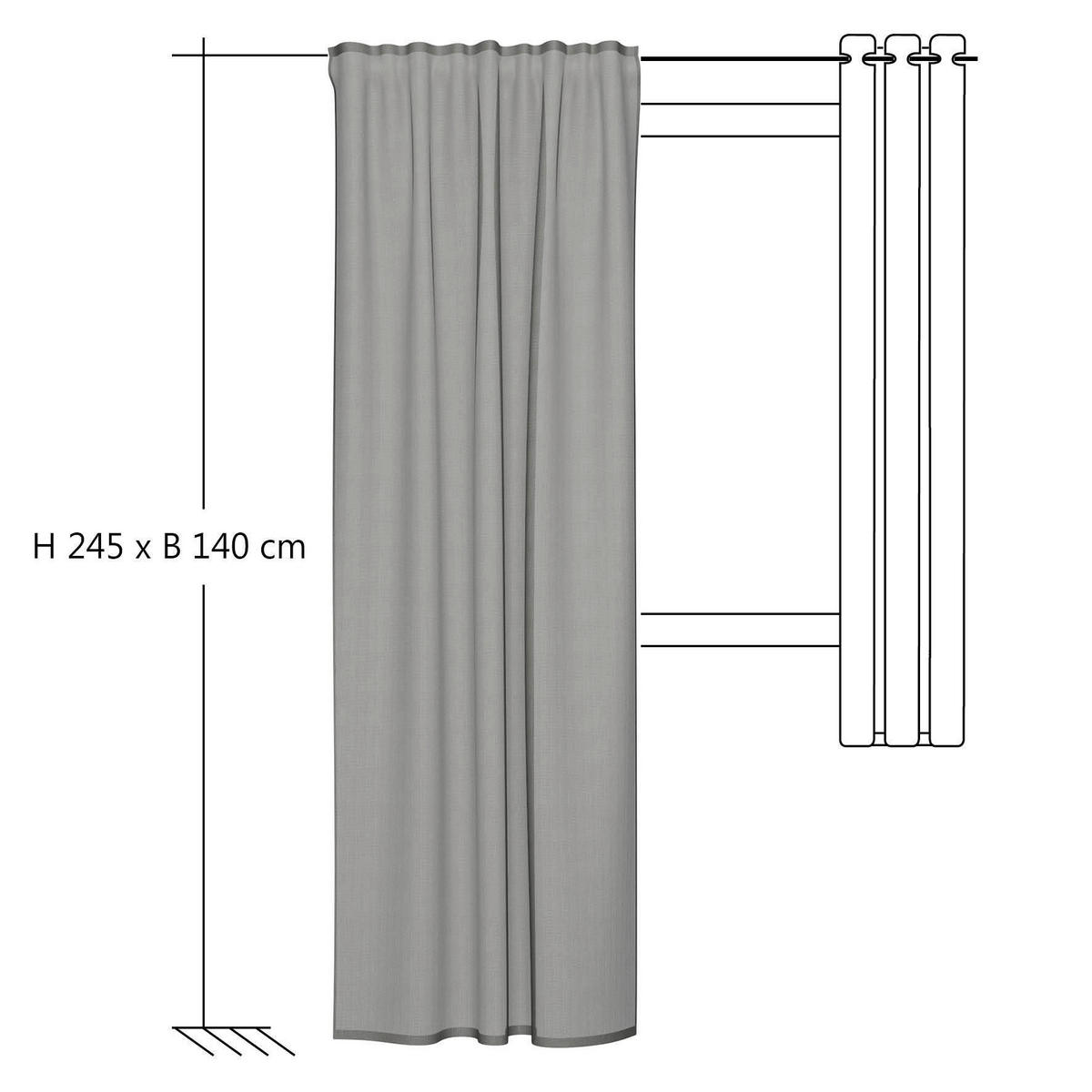 FERTIGVORHANG halbtransparent  - Silberfarben, Basics, Textil (140/245cm) - Fuggerhaus