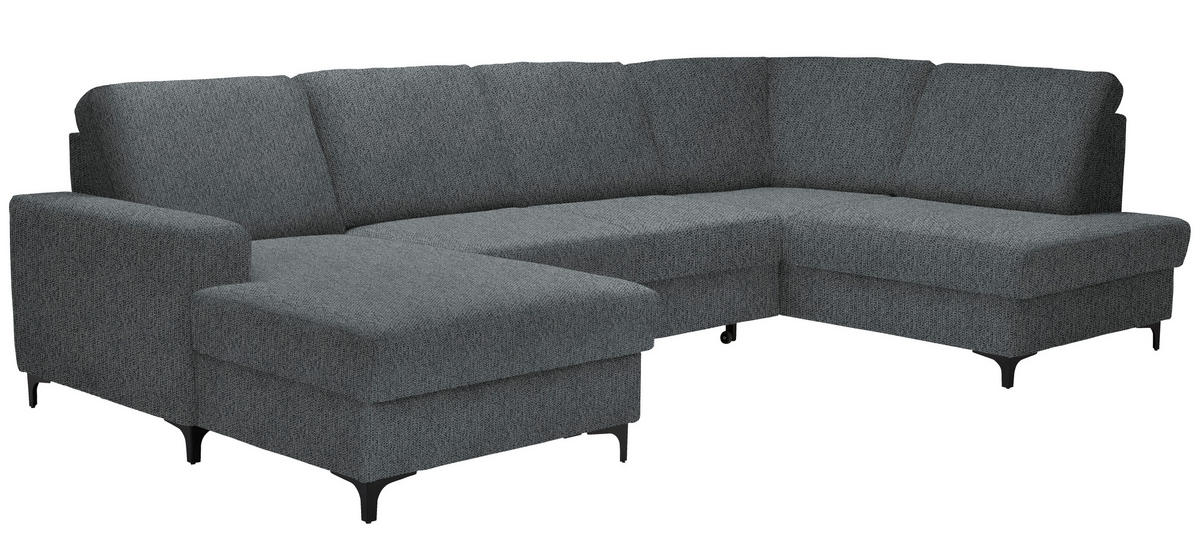 WOHNLANDSCHAFT in Webstoff Dunkelgrau  - Dunkelgrau/Schwarz, Konventionell, Textil/Metall (167/317/185cm) - Stylife