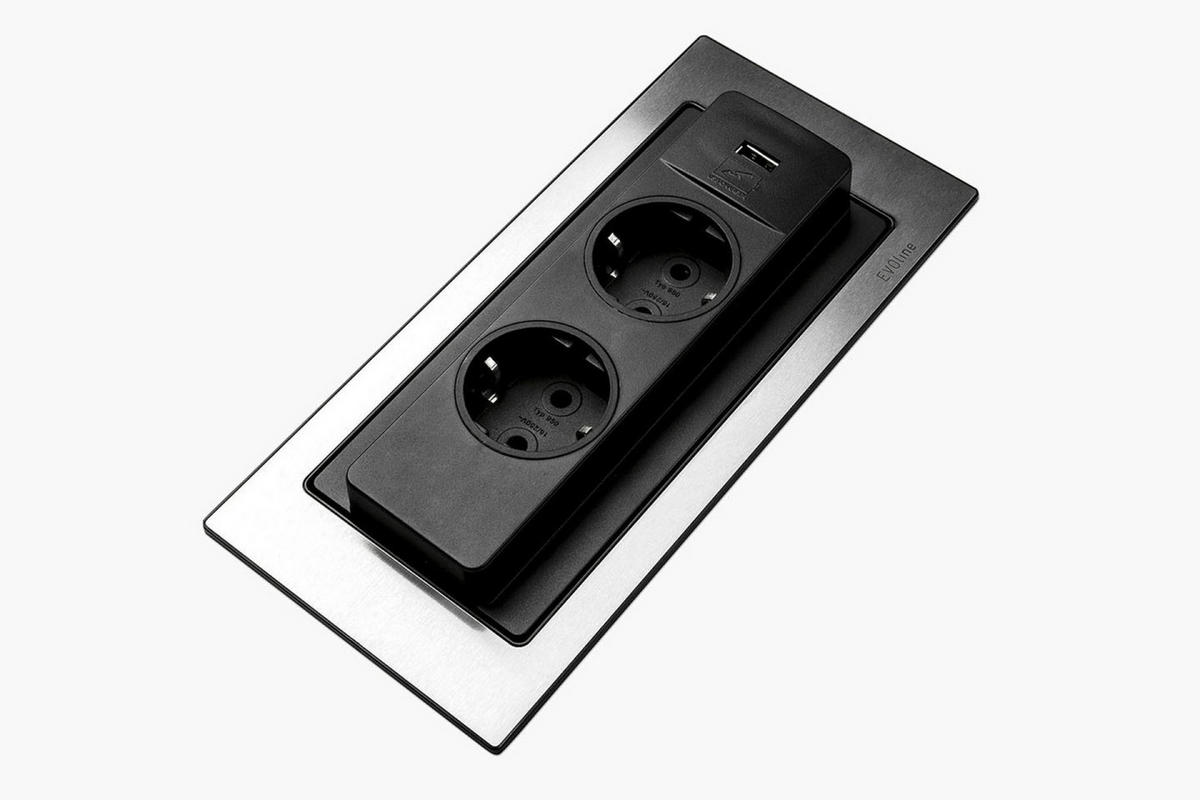 STECKDOSENELEMENT - Schwarz, Basics, Glas/Kunststoff (29,3/18,8/15,5cm) - HKT