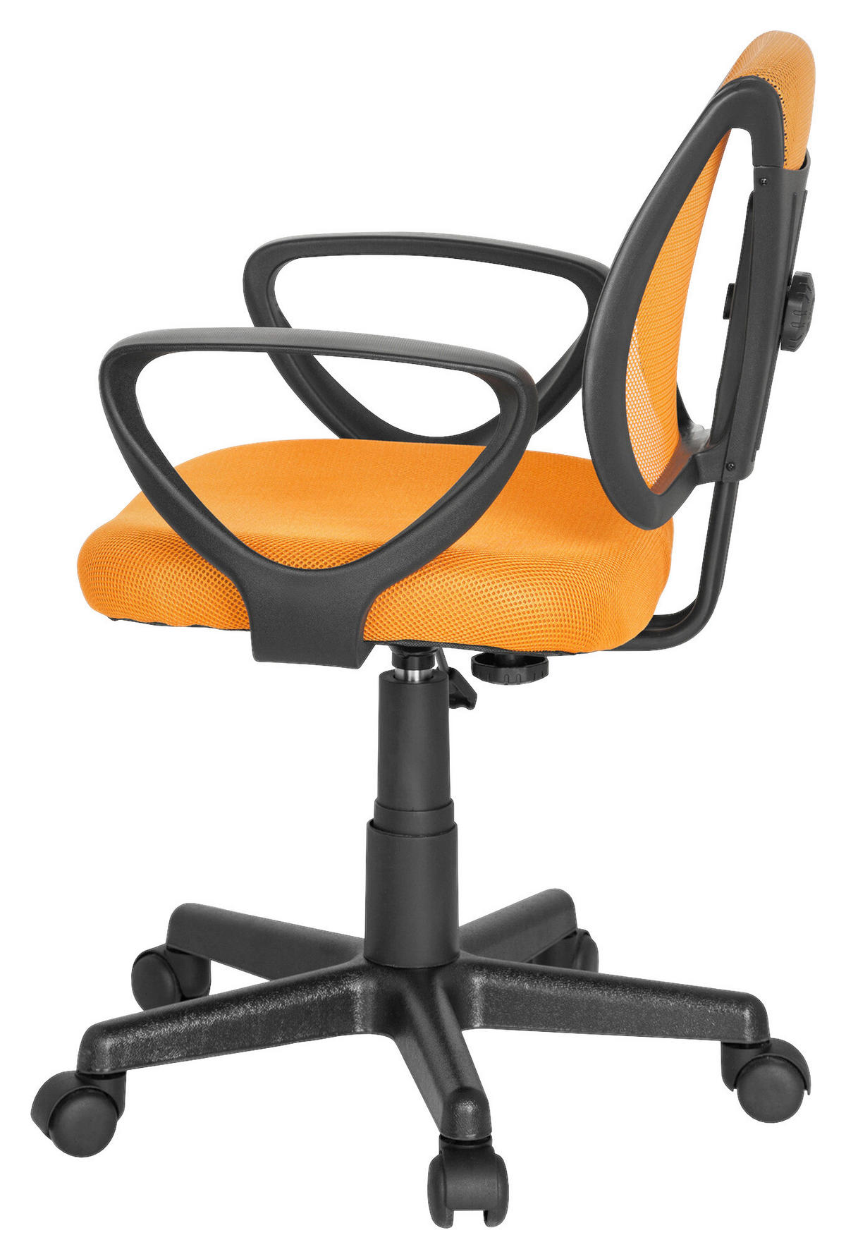 OTOČNÁ ŽIDLE PRO MLÁDEŽ, oranžová - oranžová/černá, Basics, plast (58/75-92/45cm) - MID.YOU