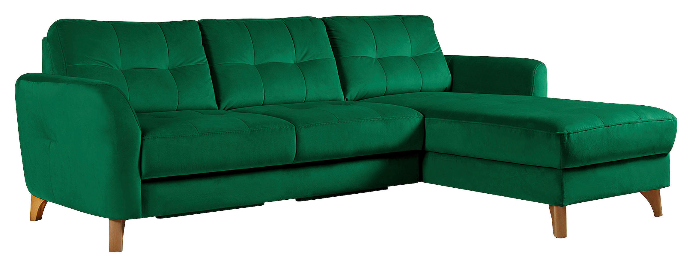 ECKSOFA Dunkelgrün Samt  - Dunkelgrün/Buchefarben, Design, Holz/Textil (238/168cm) - Livetastic