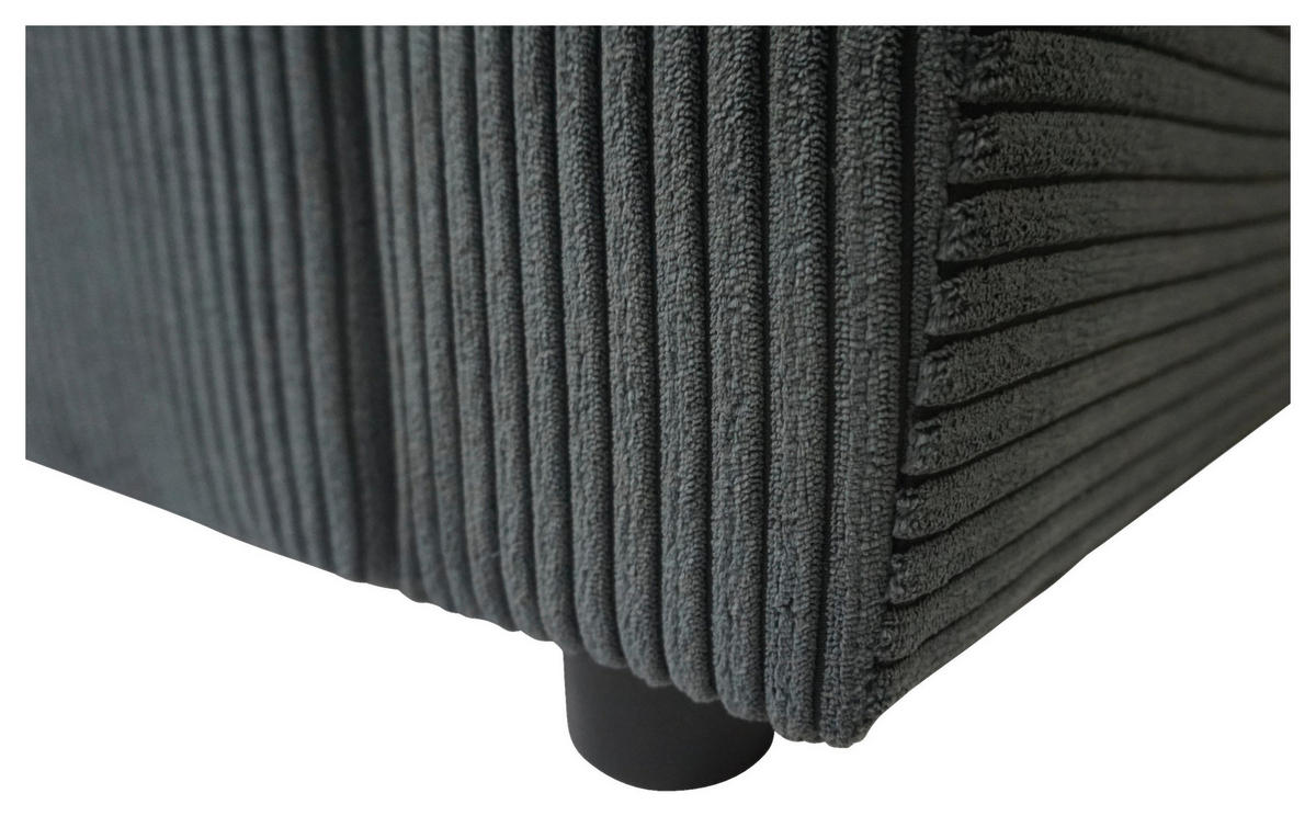 ECKSOFA TERMOLI in Cord Anthrazit  155/231 cm  - Anthrazit/Schwarz, Design, Kunststoff/Textil (155/231cm) - MID.YOU