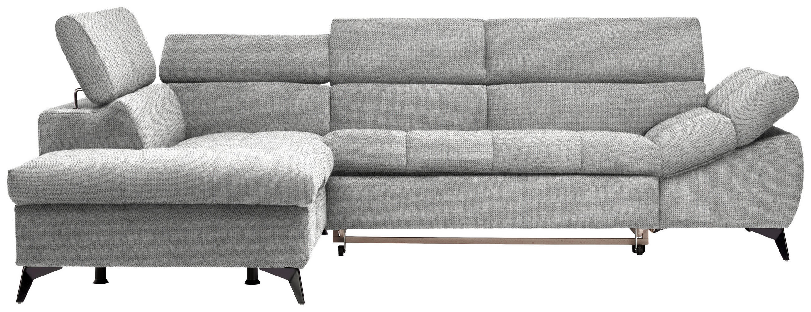 ECKSOFA in Mikrofaser Hellgrau  - Hellgrau/Schwarz, Design, Kunststoff/Textil (210/279cm) - Livetastic