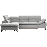 ECKSOFA in Mikrofaser Hellgrau  - Hellgrau/Schwarz, Design, Kunststoff/Textil (210/279cm) - Livetastic