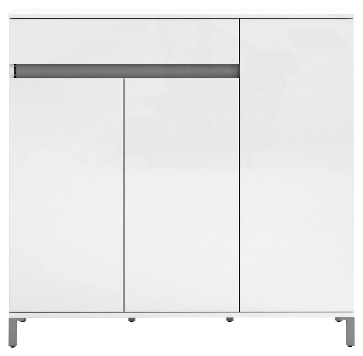 OMARA ZA ČEVLJE bela - bela/antracit, Design, umetna masa/leseni material (120/115/34cm) - Xora