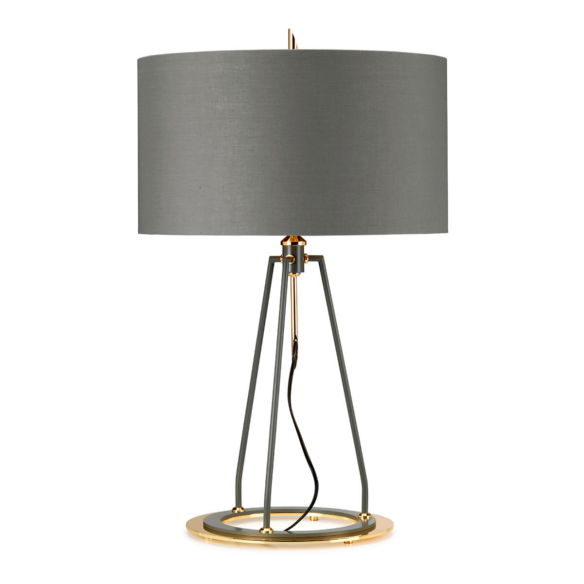 TISCHLEUCHTE - Dunkelgrau/Goldfarben, Konventionell, Textil/Metall (45/73.7cm) - Elstead Lighting