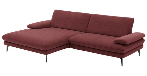 ECKSOFA in Velours Weinrot 184/284 cm - Weinrot/Schwarz, Design, Textil/Metall (184/284cm) - Dieter Knoll