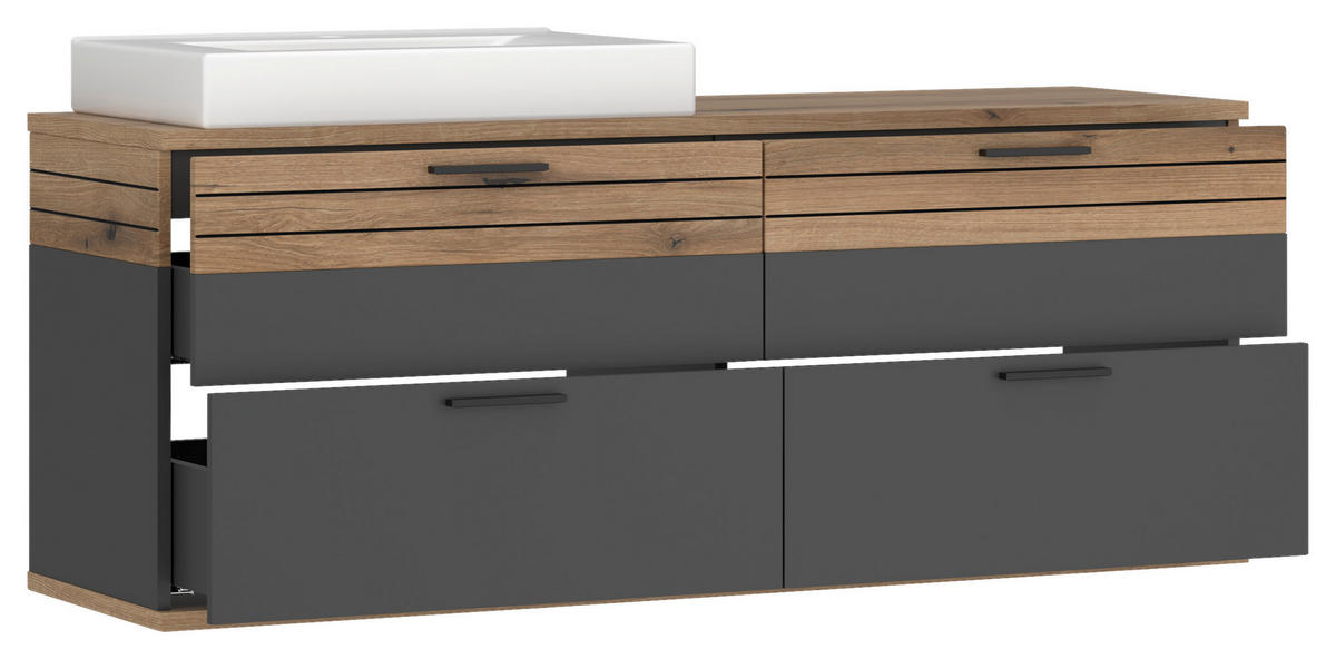 WASCHTISCHUNTERSCHRANK  - Eichefarben/Anthrazit, MODERN, Keramik/Holzwerkstoff (140/57/48cm) - MID.YOU