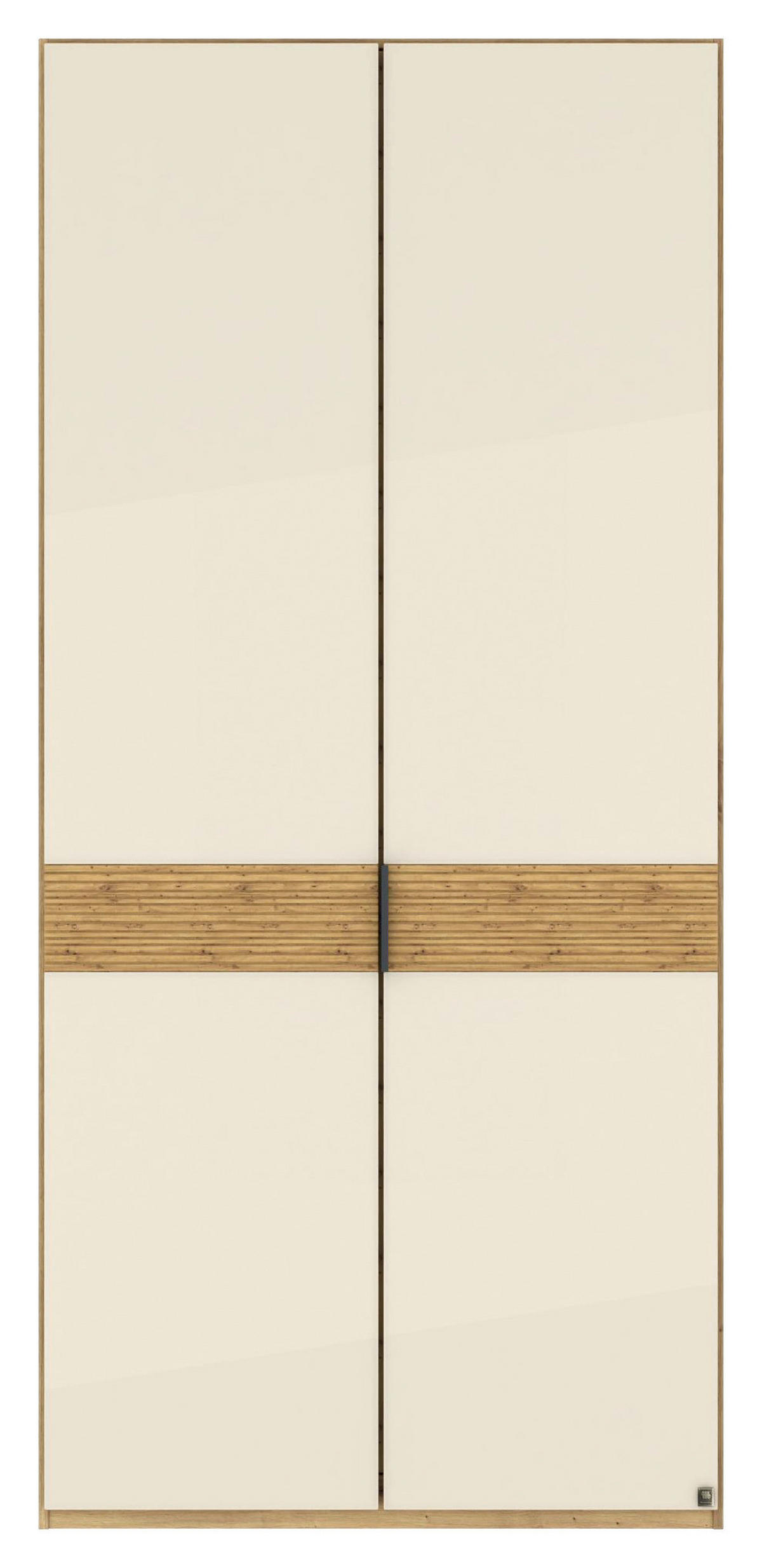 DREHTÜRENSCHRANK 100/216/58 cm,  in Champagner, Eiche Bianco, 2 Tür(en)  - Schieferfarben/Eiche Bianco, Design, Glas/Holz (100/216/58cm) - Musterring