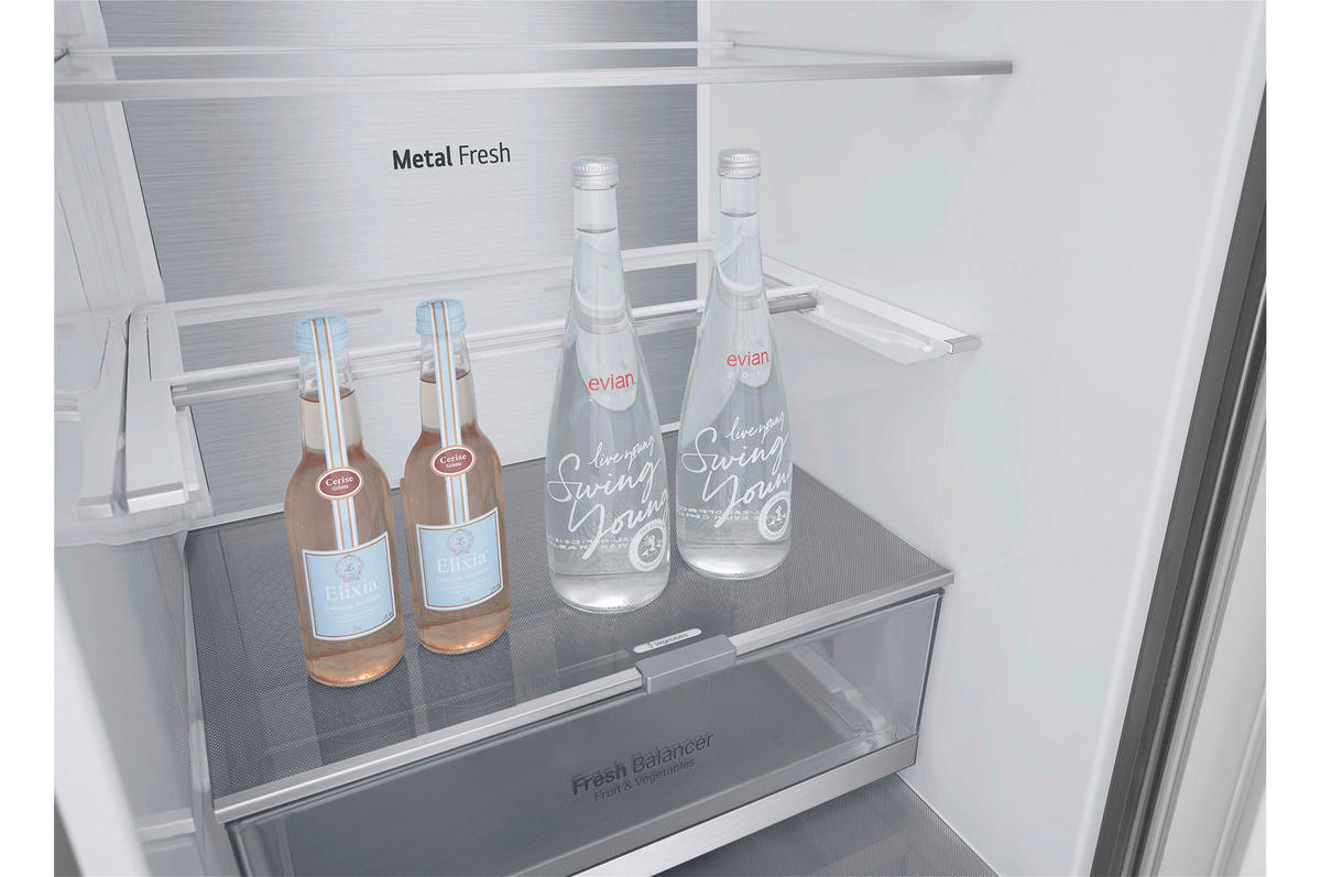 KÜHL-GEFRIER-KOMBINATION 60/203/68 cm GBB92MBB3P  - Silberfarben, Trend, Glas/Kunststoff (60/203/68cm) - LG