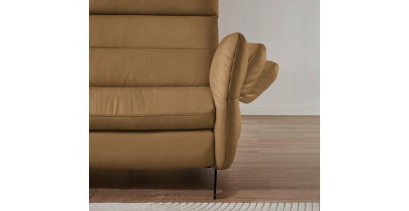 ECKSOFA in Echtleder Honig  169/298 cm  - Schwarz/Honig, Design, Leder/Metall (169/298cm) - Dieter Knoll