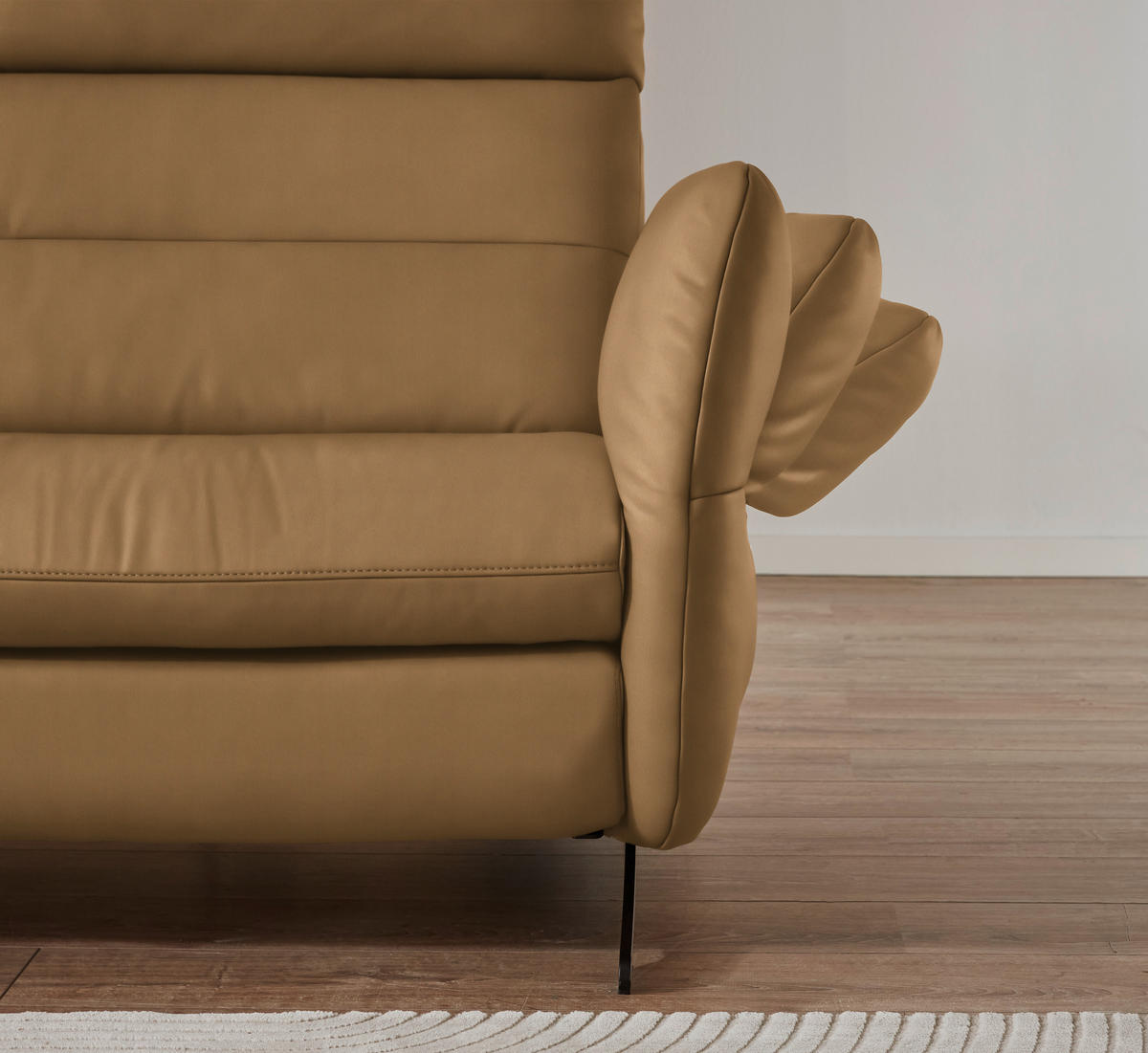 ECKSOFA in Echtleder Honig  - Schwarz/Honig, Design, Leder/Metall (169/298cm) - Dieter Knoll