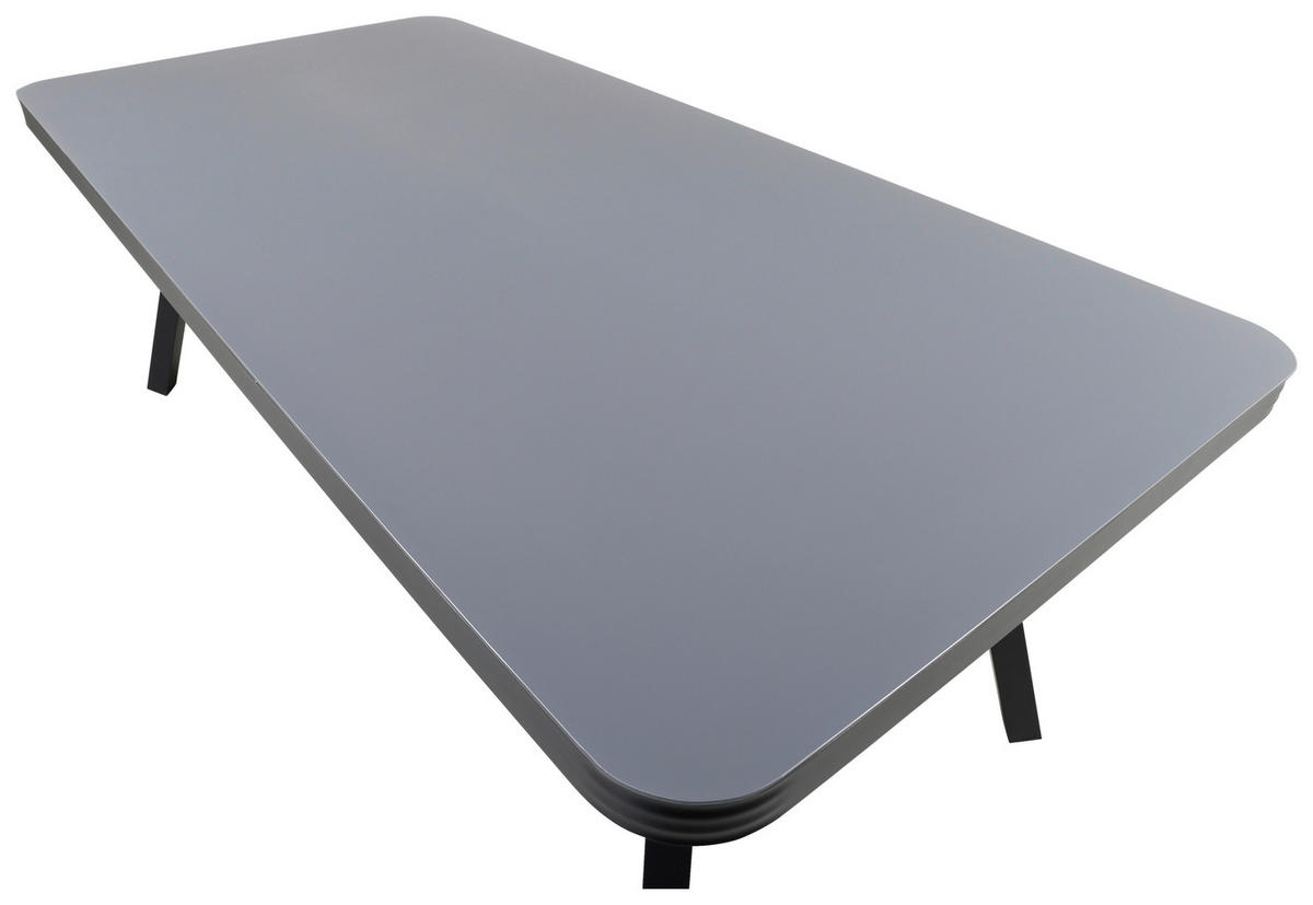 GARTENTISCH 200/100/74 cm Metall, Glas rechteckig  - Schwarz/Grau, KONVENTIONELL, Glas/Metall (200/100/74cm) - Gardenson