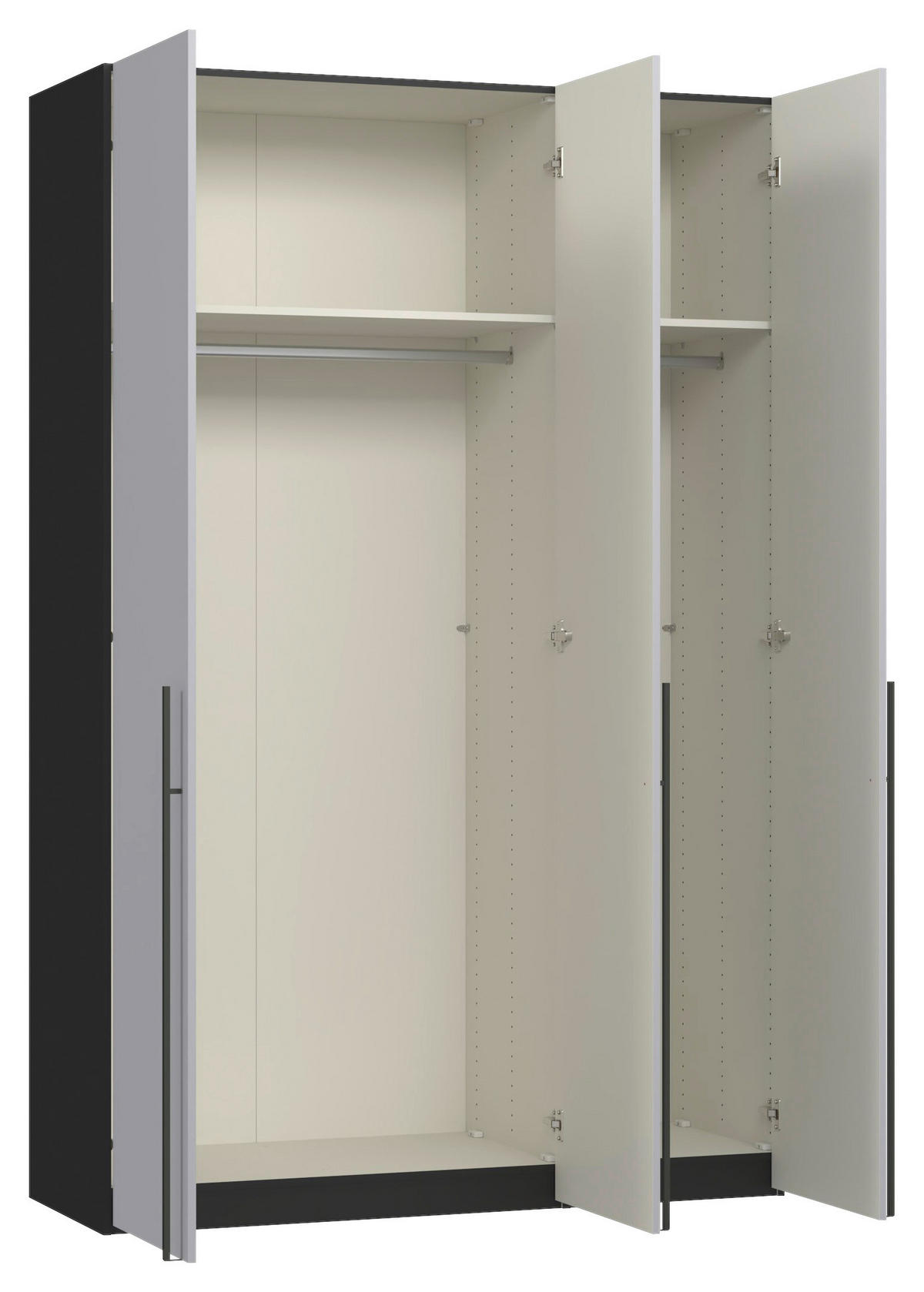 DREHTÜRENSCHRANK 152/220/59 cm,  in Schwarz, Hellgrau, 3-türig  - Titanfarben/Hellgrau, Design, Glas/Holzwerkstoff (152/220/59cm) - Jutzler