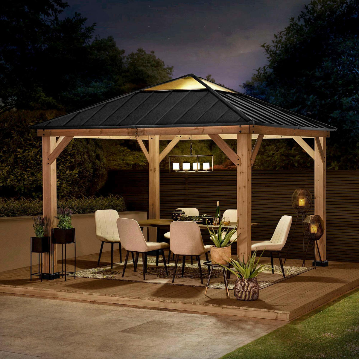 PAVILLON 336/287/336 cm  - Anthrazit, Basics, Holz/Kunststoff (336/287/336cm) - Modante
