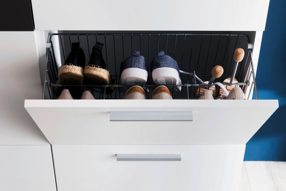 GARDEROBE 4-teilig  in 301/233/35 cm  - Weiss/Braun, Design, Glas/Holzwerkstoff (301/233/35cm) - Moderano