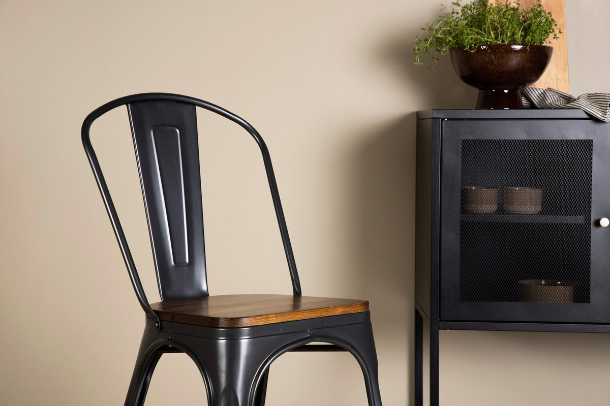 STUHL-SET  in Stahl  - Dunkelgrau/Dunkelbraun, Design, Holz/Metall (36/85/51cm) - Livetastic