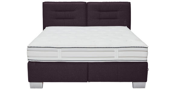 BOXSPRINGBETT 200/200 cm,  in Brombeere, Matratze, gepolstertes Kopfteil, H3 + H4 = fest + sehr fest  - Chromfarben/Brombeere, KONVENTIONELL, Textil (200/200cm) - Dieter Knoll