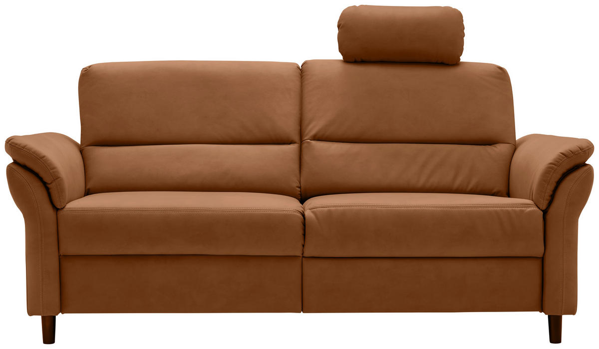 3-SITZER-SOFA in Lederlook Cognac  - Cognac/Schwarz, Modern, Holz/Textil (192/90/89cm) - Livetastic