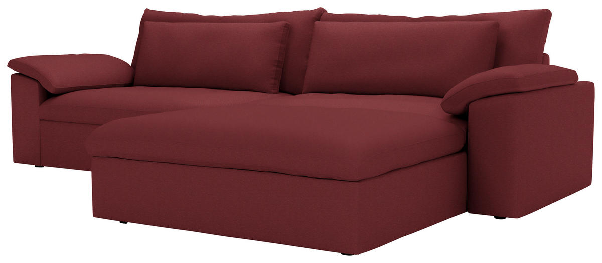 ECKSOFA  Chenille Bordeaux  - Bordeaux/Schwarz, Modern, Kunststoff/Textil (306/198cm) - Carryhome