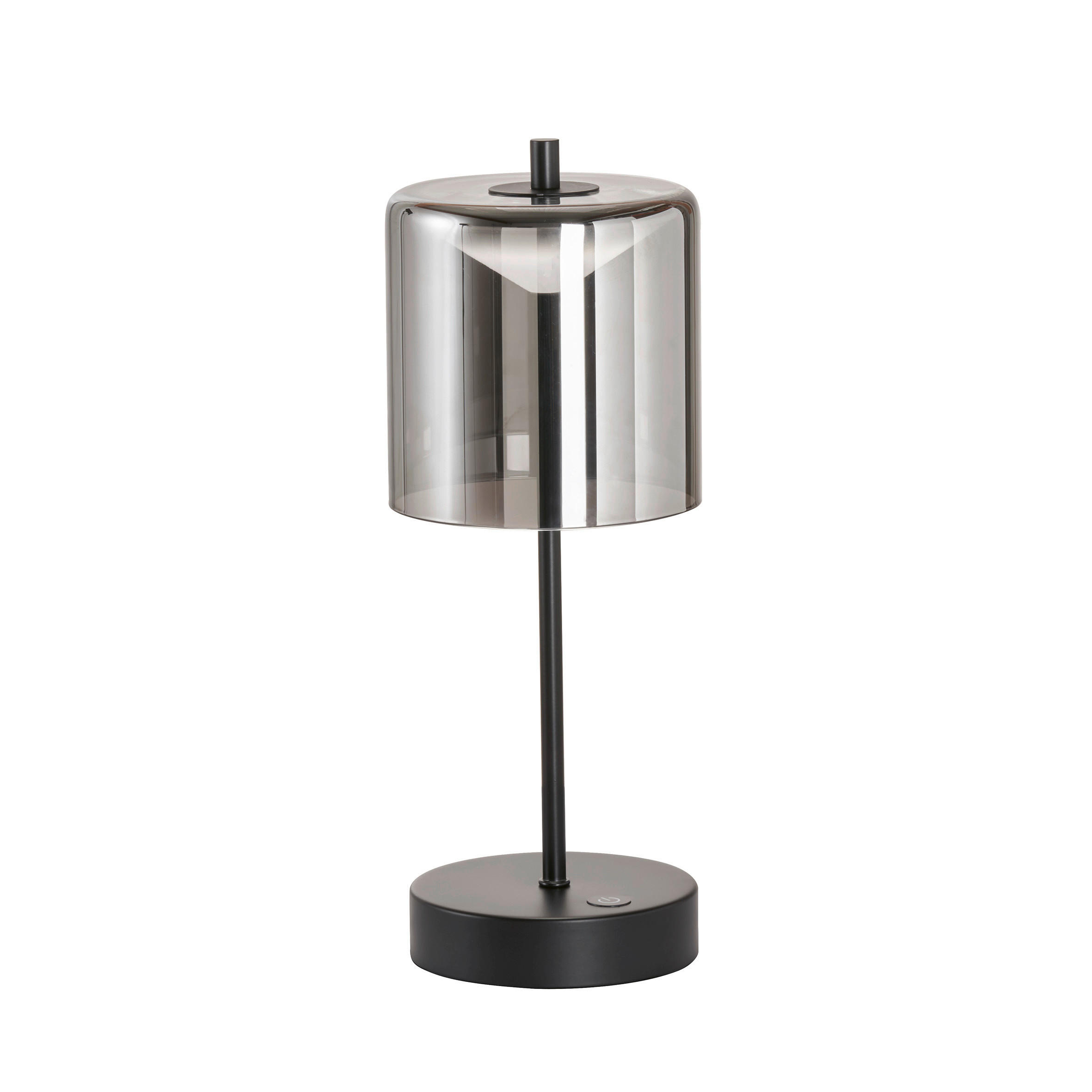 AKKU-TISCHLEUCHTE Riva 13/34,50 cm - Sandfarben/Schwarz, Design, Glas/Metall (13/34,50cm)