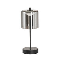 AKKU-TISCHLEUCHTE Riva 13/34,50 cm   - Sandfarben/Schwarz, Design, Glas/Metall (13/34,50cm)